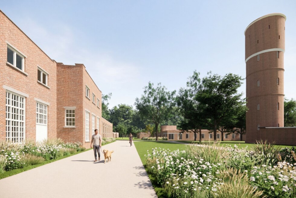 Afb pancarte25 masterplan 12werkplaatsen watertoren met Crisis Caai Palissant op achtergrond