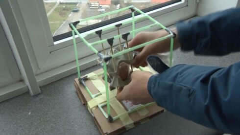 2018-03-01 00:00:00 - Leerlingen gooien eieren van de IJzertoren