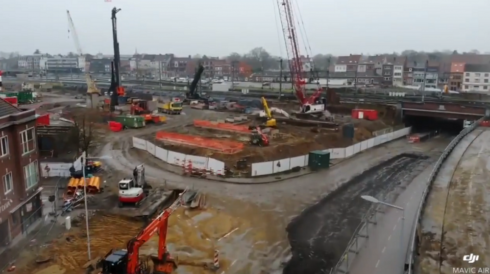 2020-02-10 00:00:00 - Dronebeelden tonen heraanleg stationsbuurt in Kortrijk