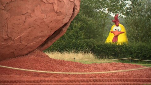 2019-07-18 00:00:00 - Gele kip duikt op naast reuzenei in Palingbeek