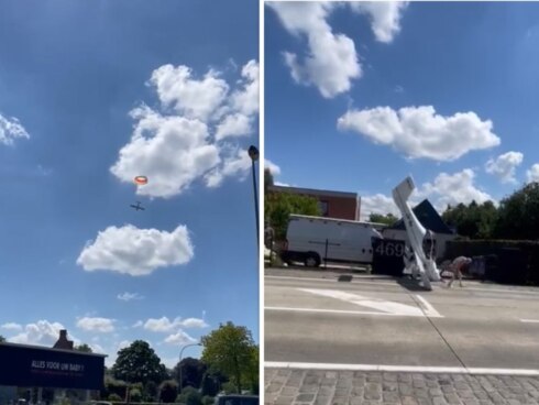 2022-07-15 00:00:00 - Vliegtuigje stort neer in Brugge, piloot zit hele landing in toestel