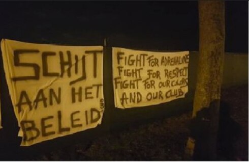2023-01-16 00:00:00 - "We need quality". Supportersprotest bij het geplaagde KV Oostende