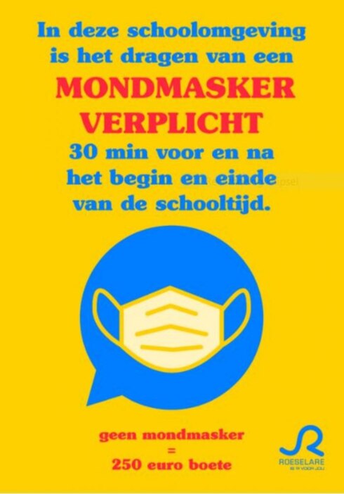 2020-11-13 00:00:00 - Roeselare verplicht mondmaskers in schoolomgevingen