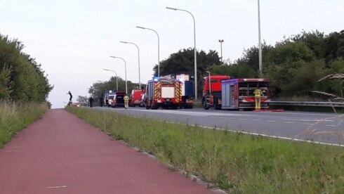 2018-06-15 00:00:00 - Lekkende tank met zoutzuur aan E40 Middelkerke