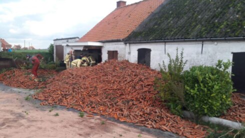 2018-12-11 00:00:00 - Tractor rijdt tegen woning met lading wortels