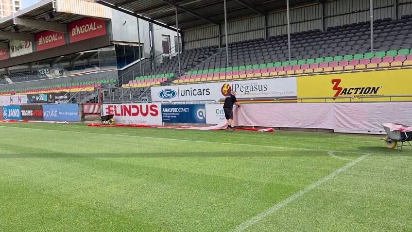Voorbereidingen KVDO stadion Champions League